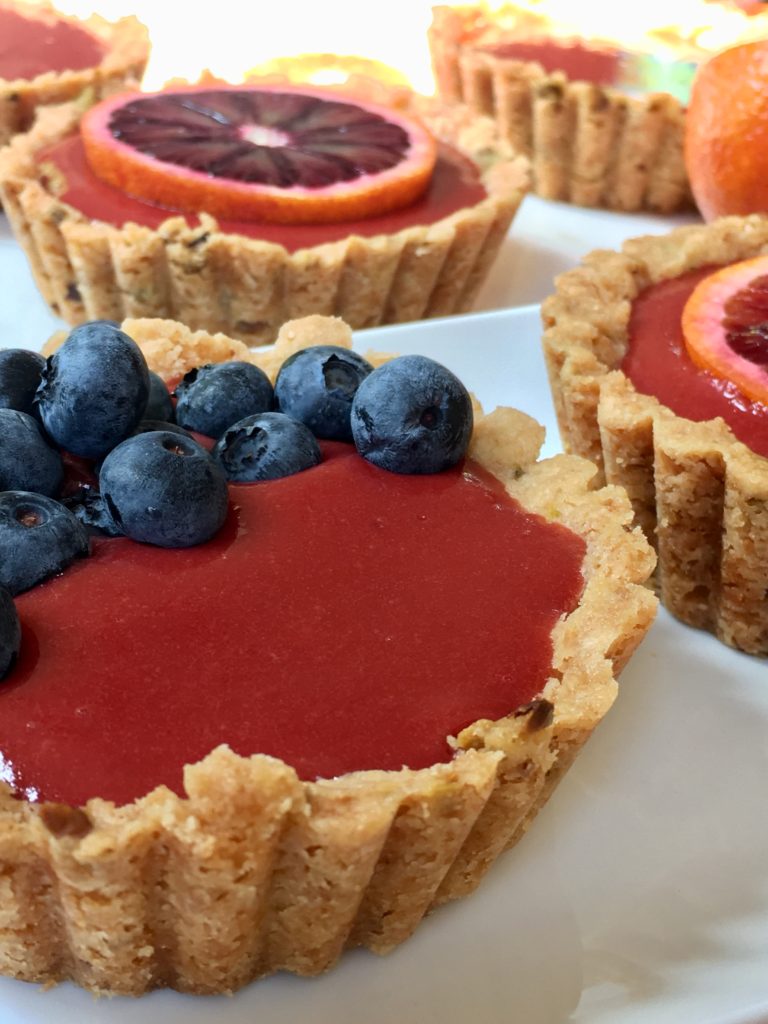 Blood Orange Mini Tarts with Pistachio Shortbread Crust