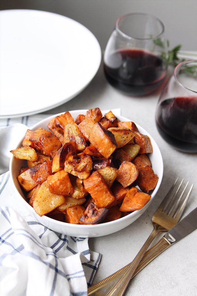 Spiced Roasted Sweet Potatoes with Pineapple