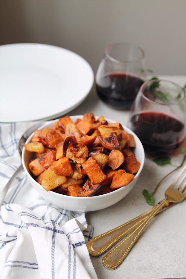 Spiced Roasted Sweet Potatoes with Pineapple