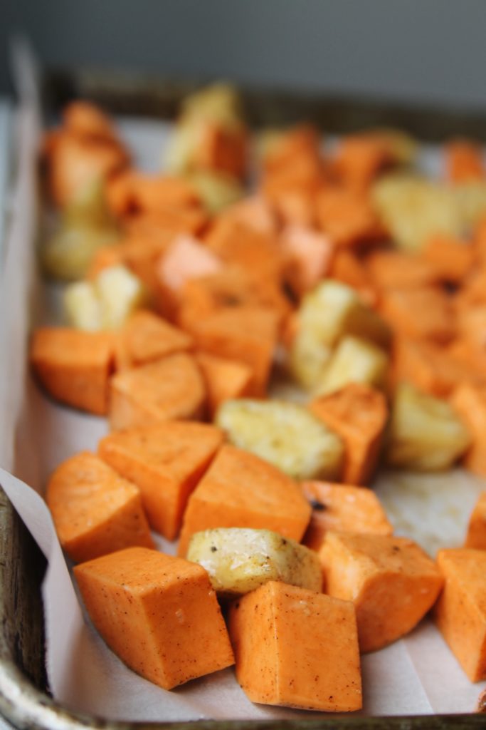 Spiced Roasted Sweet Potatoes with Pineapple