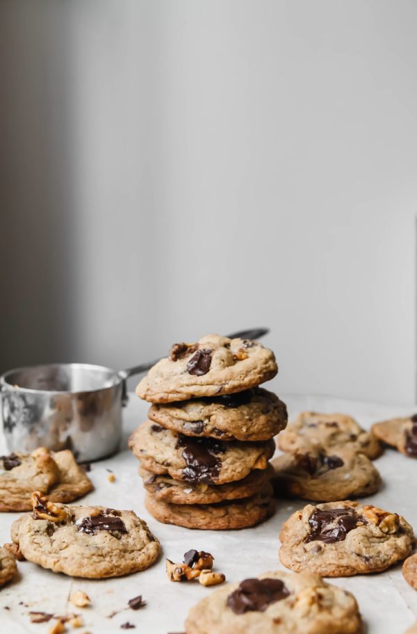 Mexican Hot Chocolate Chunk Cookies with Roasted Walnuts