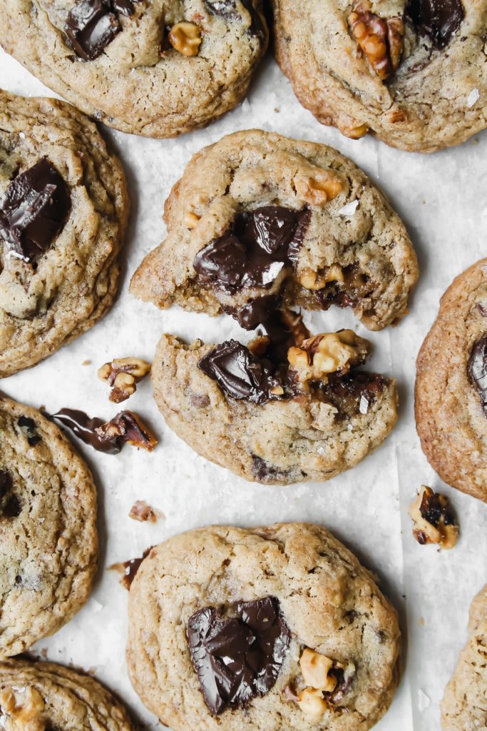 Mexican Hot Chocolate Chunk Cookies with Roasted Walnuts