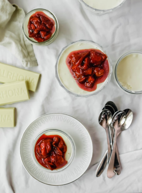 White Chocolate Mousse with Roasted Strawberries Valrhona