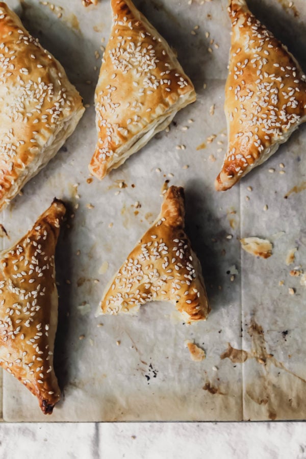 Israeli Bourekas with Potato and caramelized onions