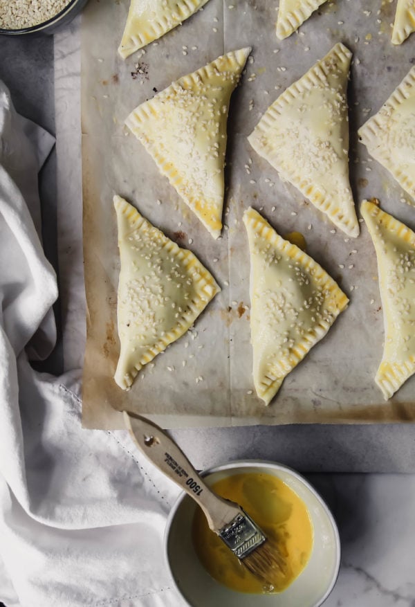 Israeli Bourekas with Potato and caramelized onions