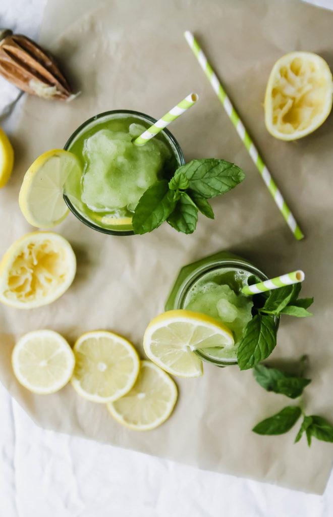Limonana Slushie Frozen Lemonade with Fresh Mint