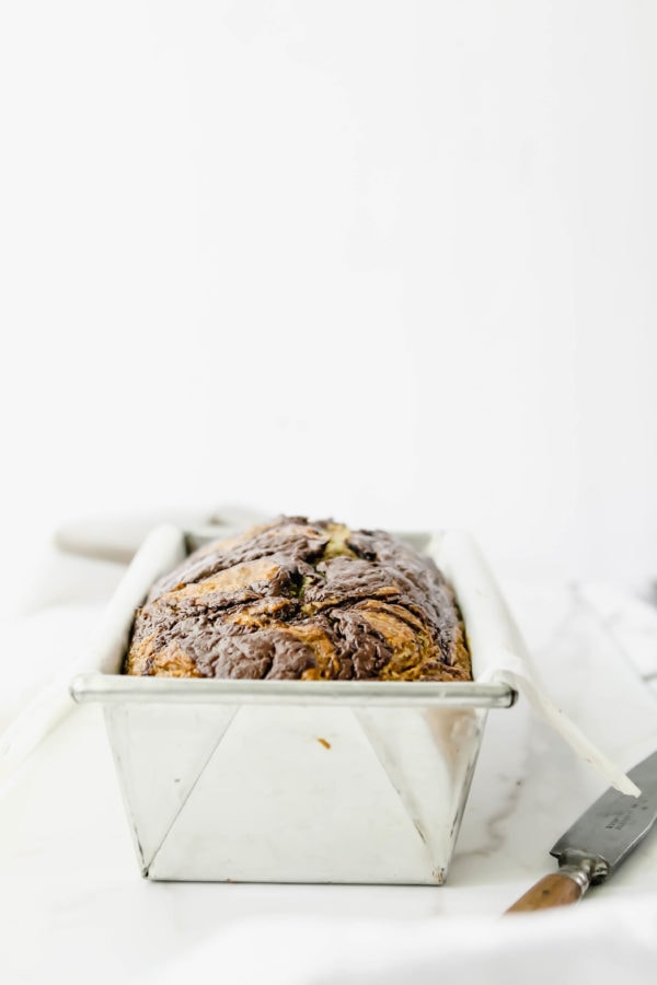 Chocolate Halvah Swirled Zucchini Bread