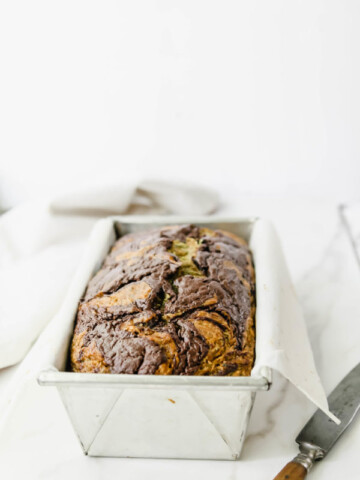 Chocolate Halvah Swirled Zucchini Bread