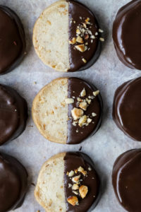 Chocolate Dipped hazelnut shortbread