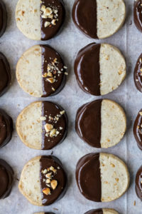 Chocolate Dipped hazelnut shortbread