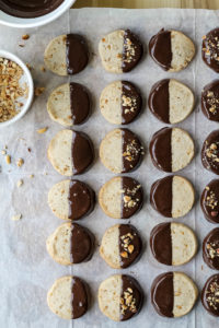 Chocolate Dipped hazelnut shortbread