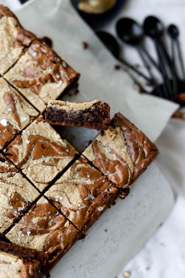 Fudgy Cocoa Brownies with Homemade Hazelnut Butter