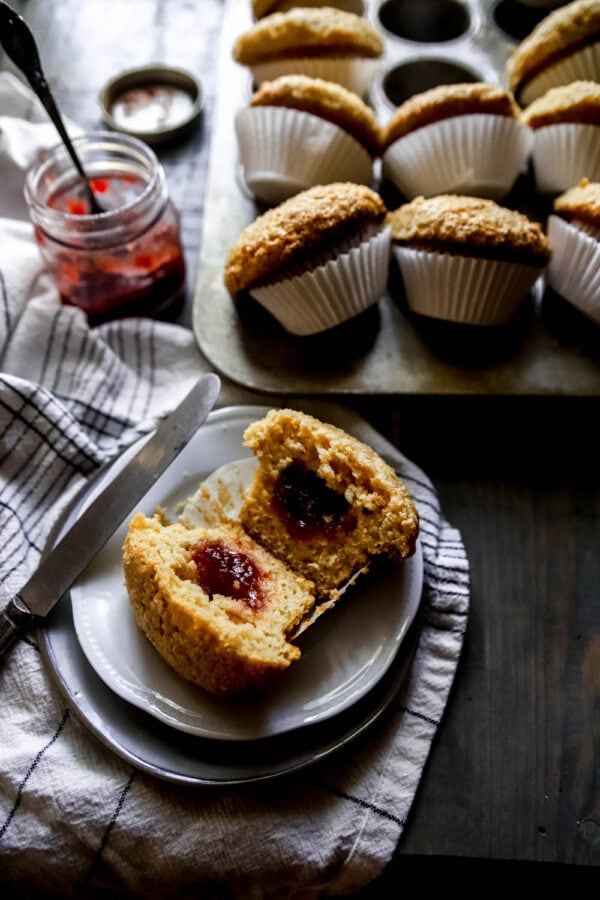 Sweet Polenta Muffins with Jam - Lion&amp;#39;s Bread