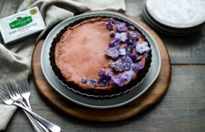 Simple Chocolate Mousse Tart with Candied Violets