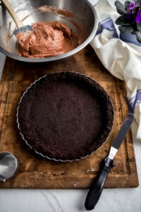Simple Chocolate Mousse Tart with Candied Violets