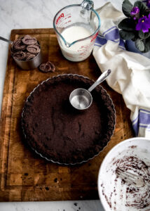 Simple Chocolate Mousse Tart with Candied Violets