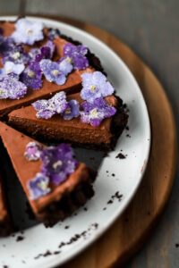 Simple Chocolate Mousse Tart with Candied Violets