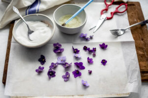 Simple Chocolate Mousse Tart with Candied Violets