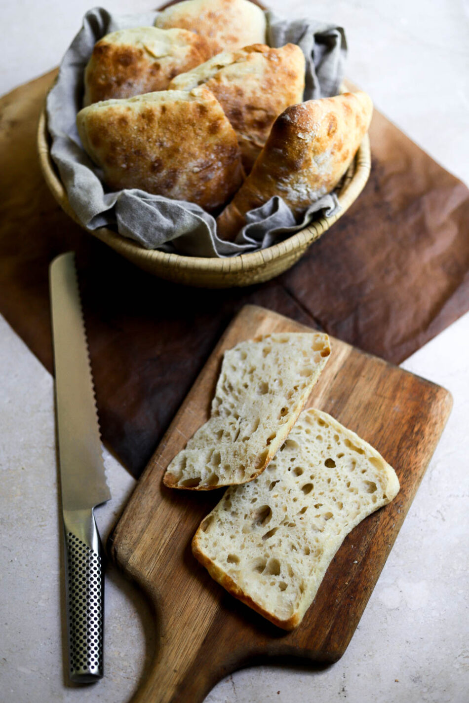 Easy Sourdough Ciabatta Rolls