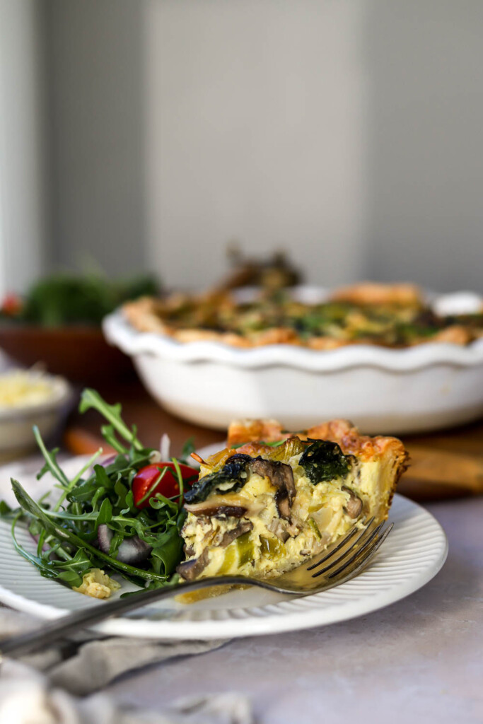 Garden Quiche with Mushrooms, Leek, and Cheddar - Lion's Bread