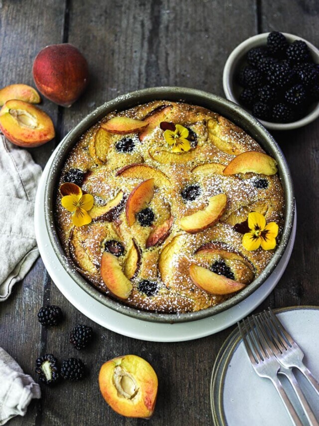 Fresh Peach and Blackberry Cake